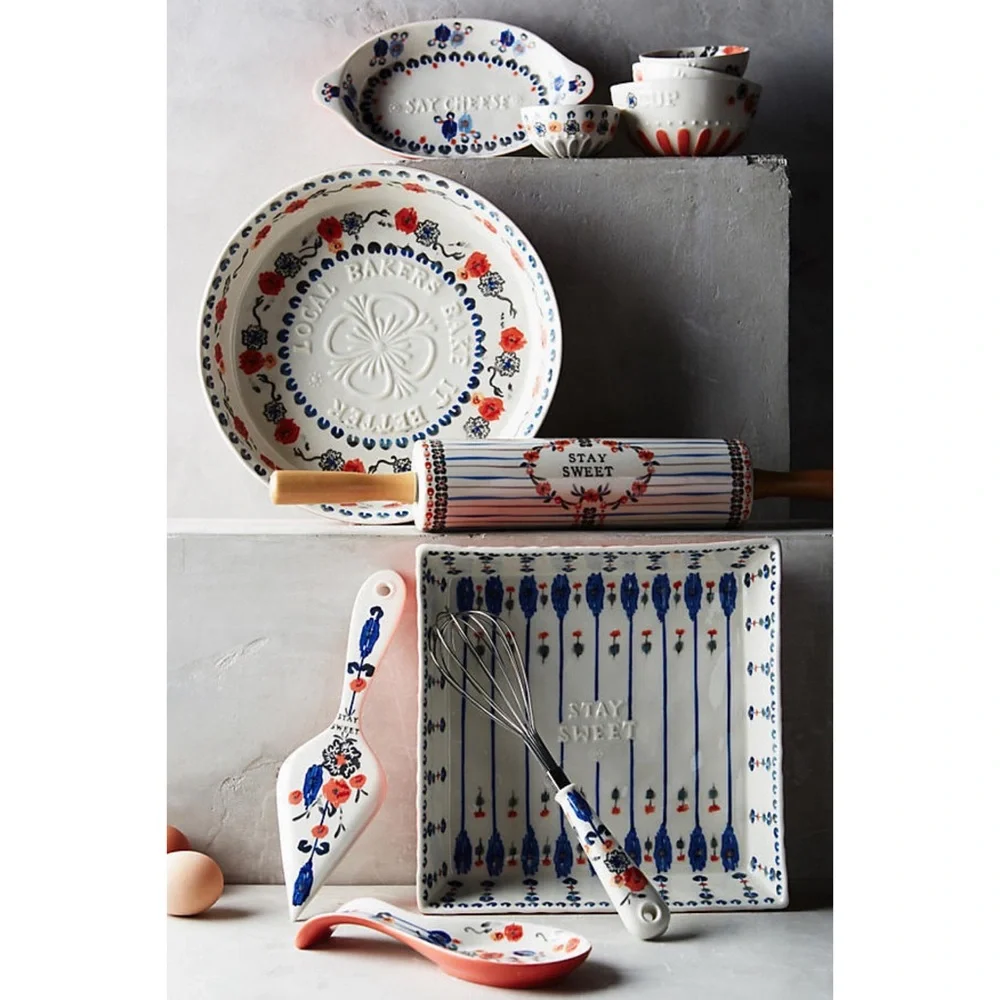 Anthropologie Handpainted Lucerne Cake Server